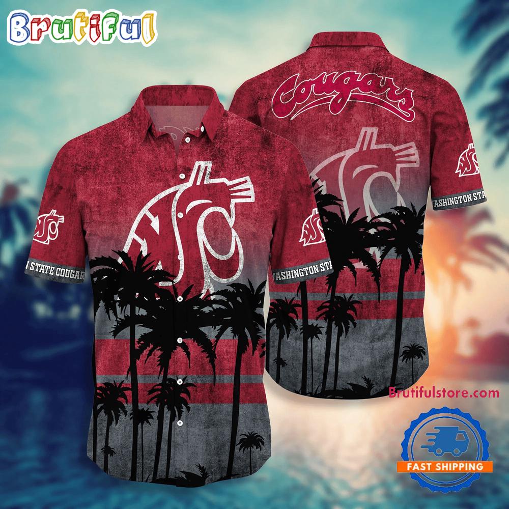 Sportswearmerch Washington State Cougars NCAA Palm Tree Tropical Summer Beach Hawaiian Shirt For Fan