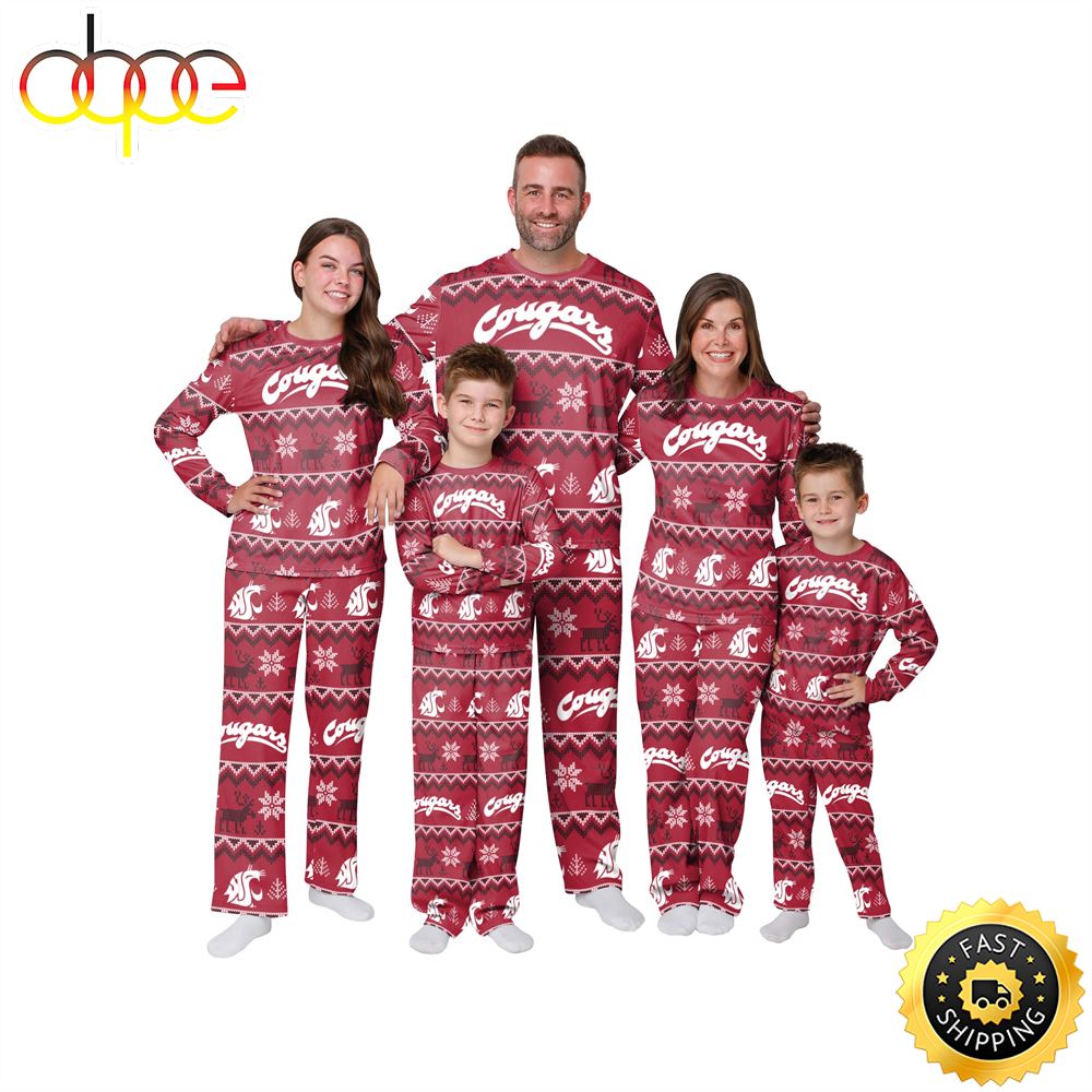 Sportswearmerch Washington State Cougars NCAA Patterns Essentials Christmas Personalized Pajamas For Fan