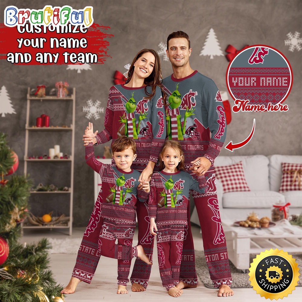 Sportswearmerch Washington State Cougars NCAA Personalized Pajamas Family For Fan