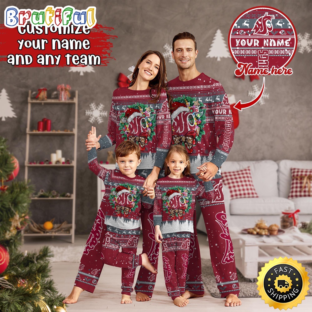 Sportswearmerch Washington State Cougars NCAA Personalized Pajamas Family For Fan
