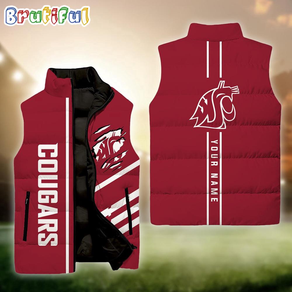 Sportswearmerch Washington State Cougars NCAA Personalized Sleeveless Down Puffer Jacket For Fan