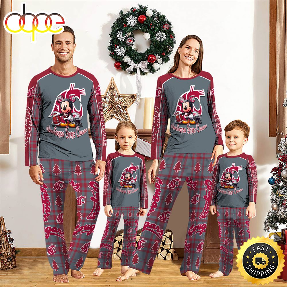 Sportswearmerch Washington State Cougars NCAA x Mickey Mouse Personalized Pajamas Family For Fan