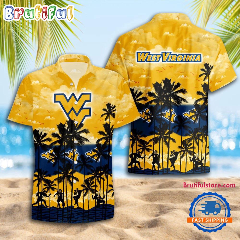 Sportswearmerch West Virginia Mountaineers NCAA Palm Tree Personalized Hawaiian Shirt For Fan