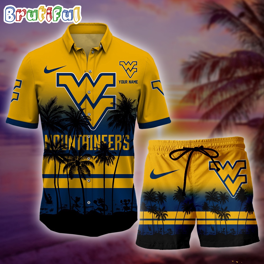 Sportswearmerch West Virginia Mountaineers NCAA Palm Tree Summer Personalized Set Short Set For Fan