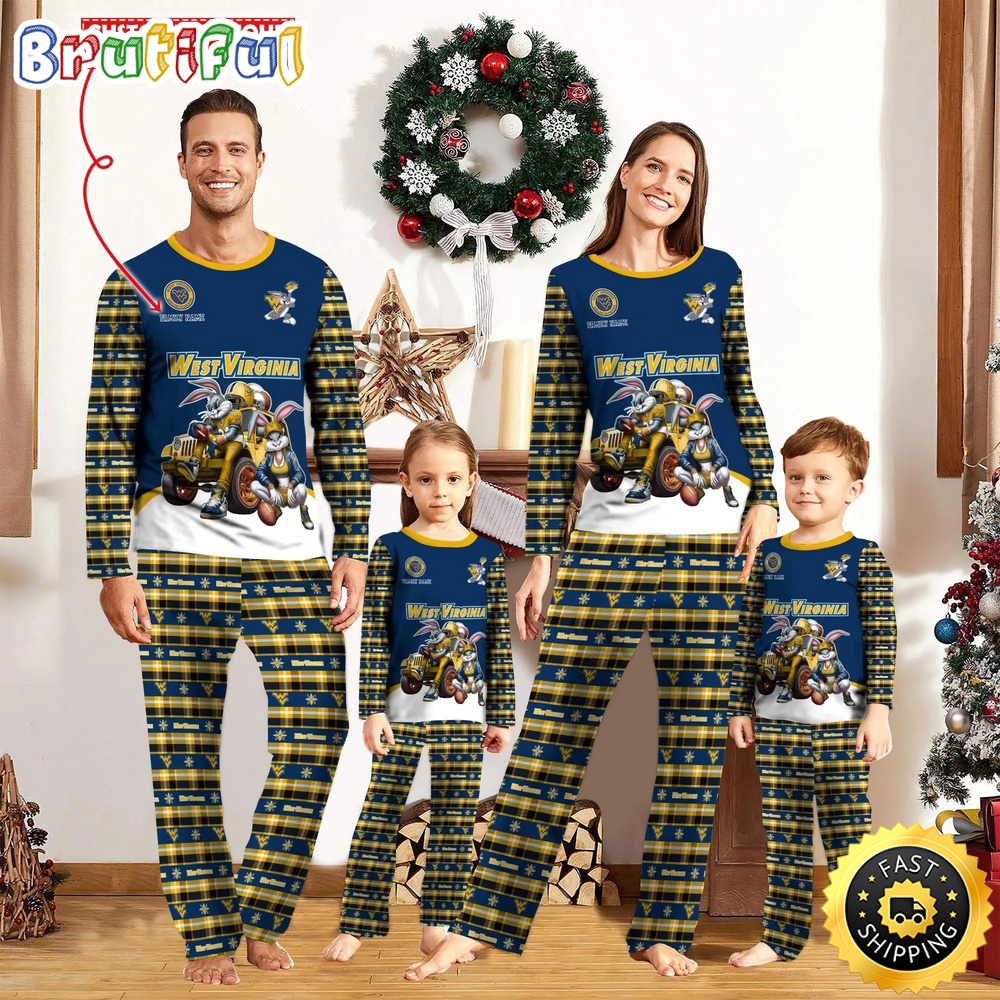 Sportswearmerch West Virginia Mountaineers NCAA Personalized Pajamas Family For Fan