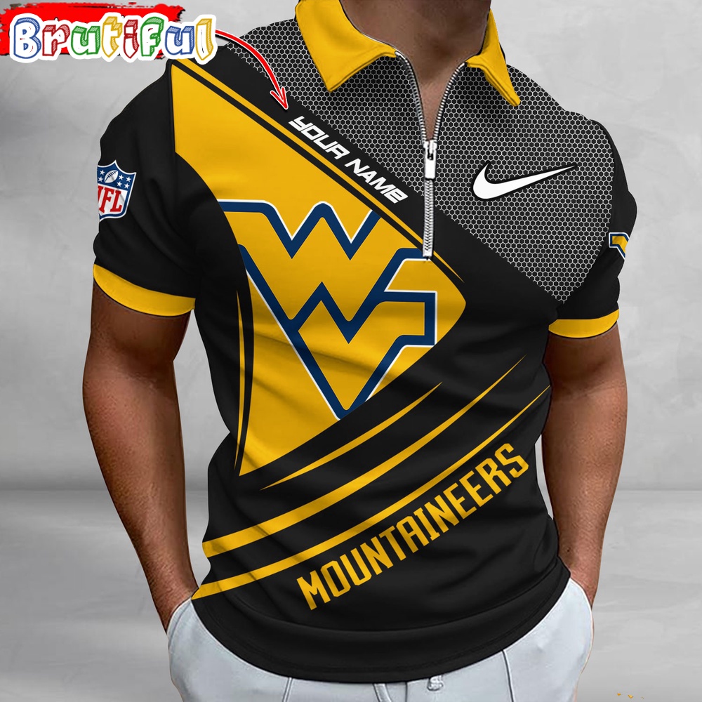 Sportswearmerch West Virginia Mountaineers NCAA Personalized Zip Polo Shirt For Fan