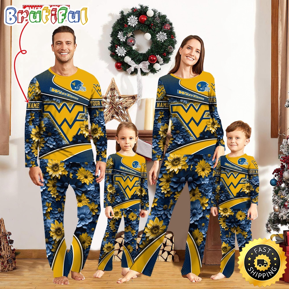 Sportswearmerch West Virginia Mountaineers NCAA Sport Fans Personalized Pajamas Family For Fan