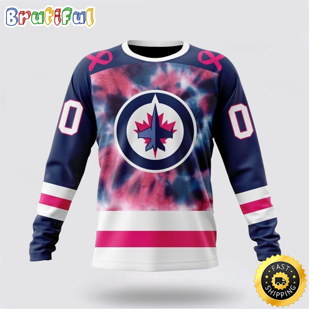 Sportswearmerch Winnipeg Jets NHL Crewneck Pink October Fight Breast Cancer Personalized Sweater For Fan