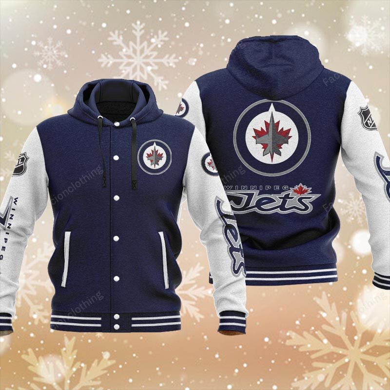 Sportswearmerch Winnipeg Jets NHL Personalized Hooded Baseball Jacket For Fan