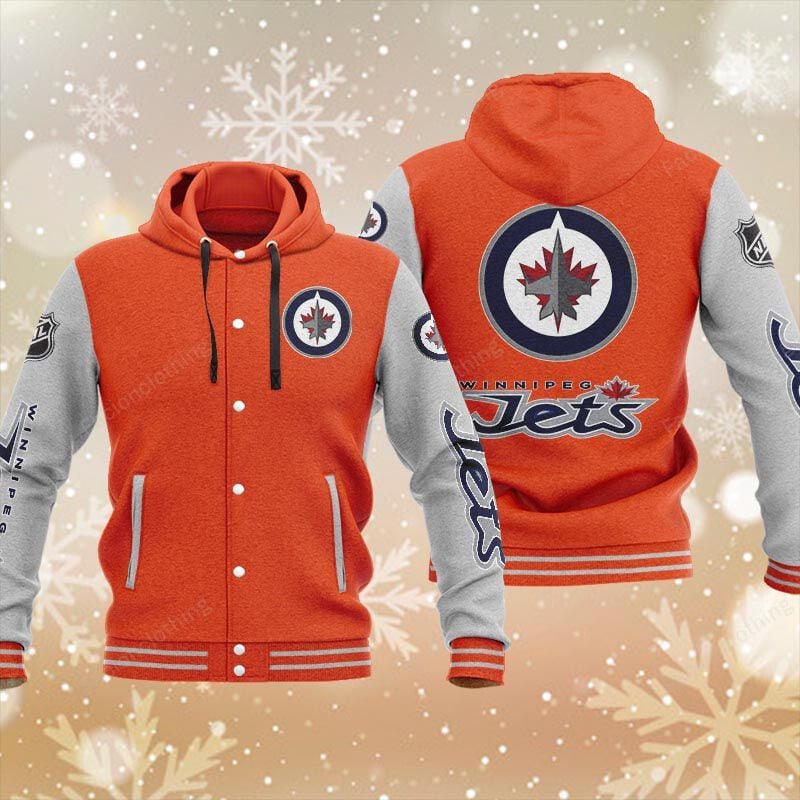 Sportswearmerch Winnipeg Jets NHL Personalized Hooded Baseball Jacket For Fan