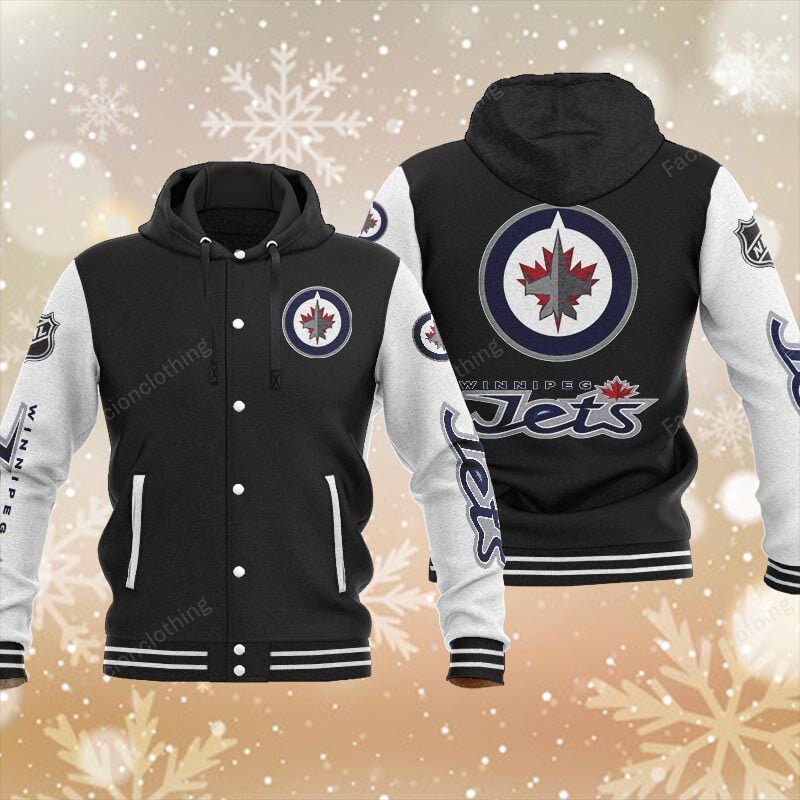 Sportswearmerch Winnipeg Jets NHL Personalized Hooded Baseball Jacket For Fan