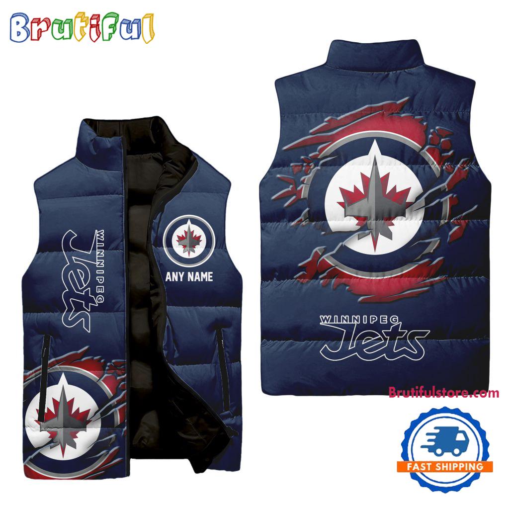Sportswearmerch Winnipeg Jets NHL Personalized Sleeveless Puffer Jacket For Fan