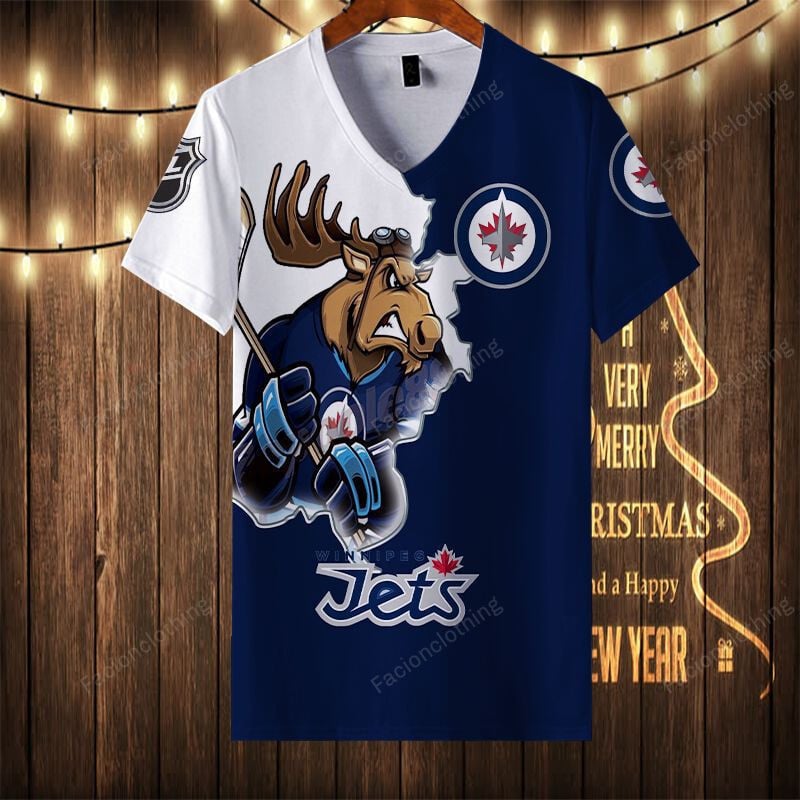 Sportswearmerch Winnipeg Jets NHL Personalized V-neck Women T-shirt For Fan
