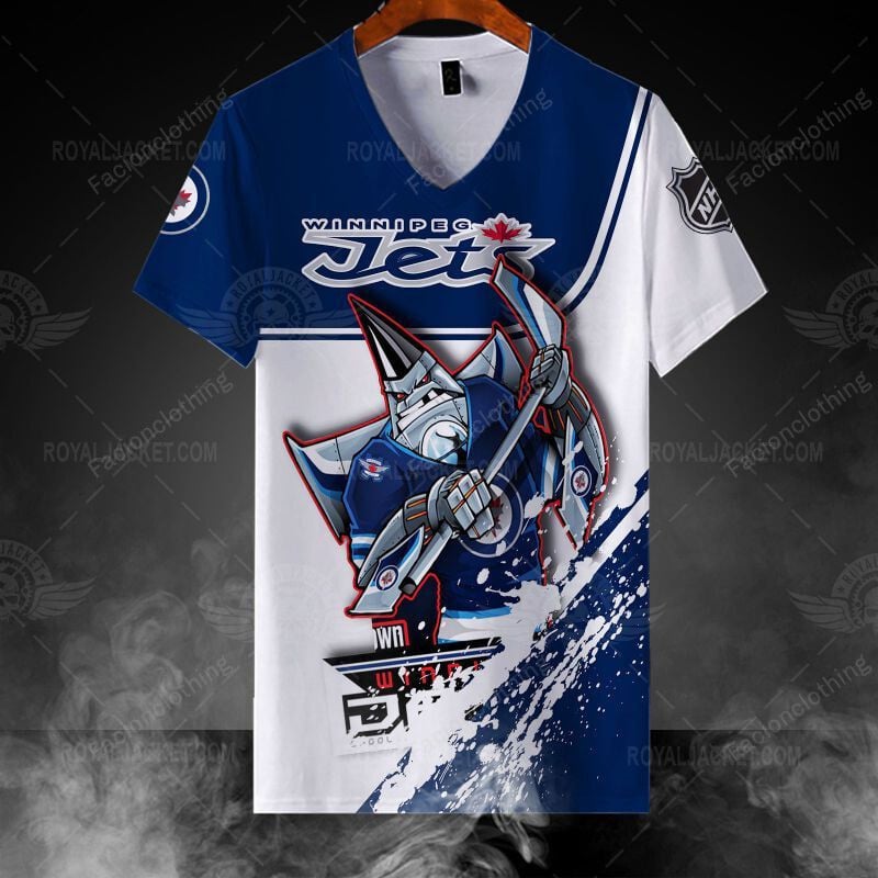 Sportswearmerch Winnipeg Jets NHL Personalized V-neck Women T-shirt For Fan