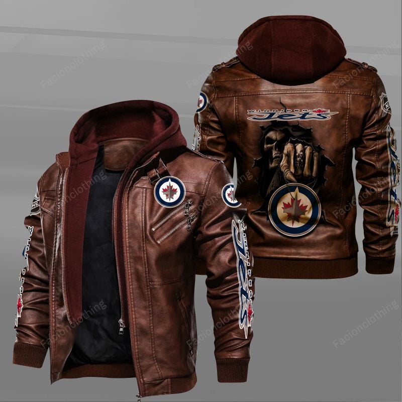 Sportswearmerch Winnipeg Jets NHL Personalized Zip Hoodie Leather Jacket For Fan
