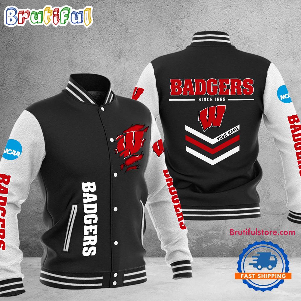 Sportswearmerch Wisconsin Badgers NCAA Personalized Personalized Baseball Jacket For Fan