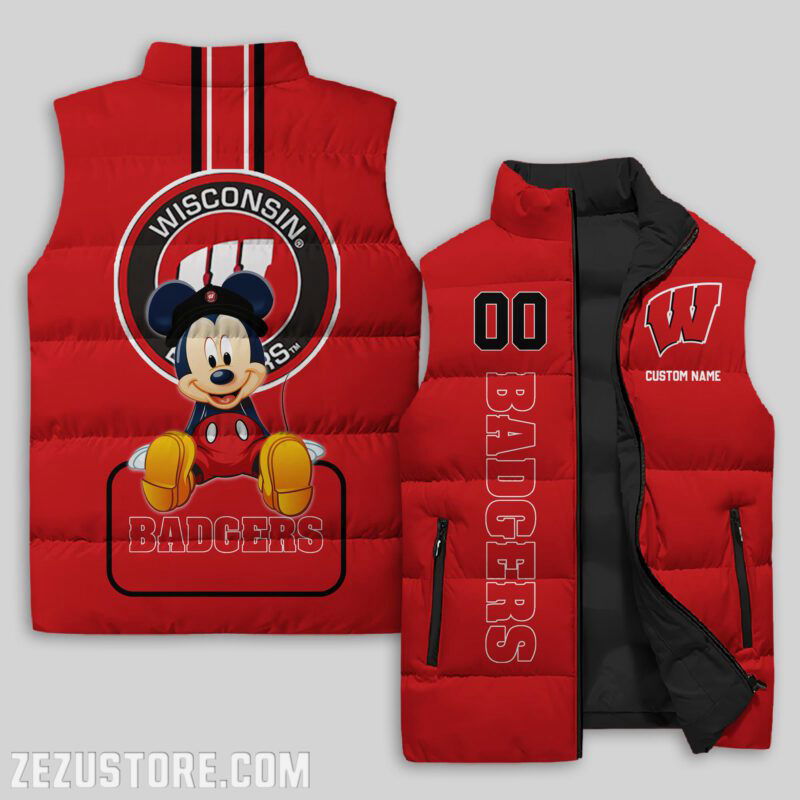 Sportswearmerch Wisconsin Badgers NCAA Sleeveless Puffer Jacket For Fans