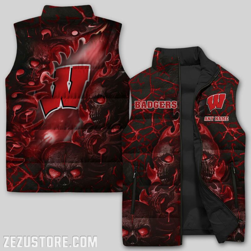 Sportswearmerch Wisconsin Badgers NCAA Sleeveless Puffer Jacket For Fans
