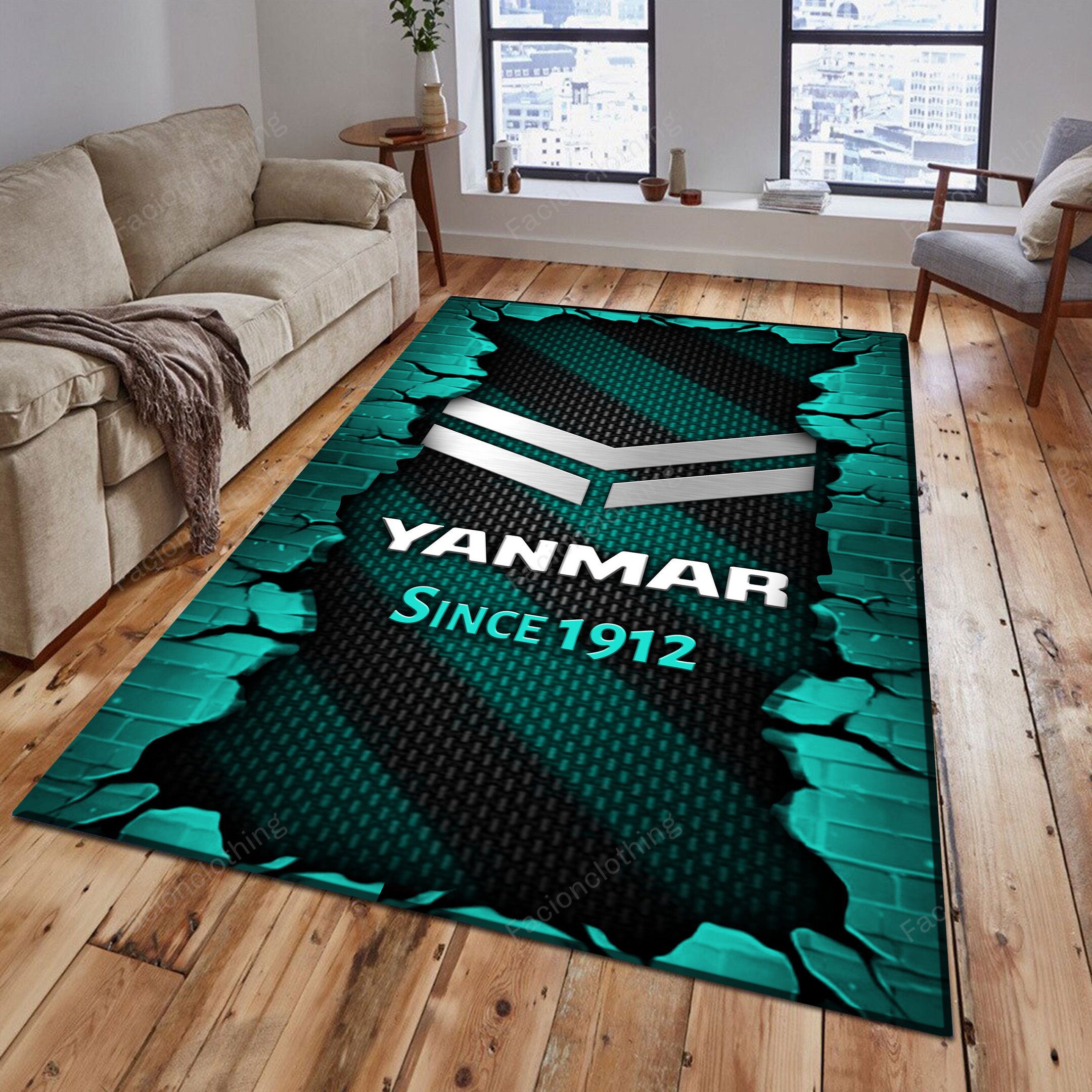 Sportswearmerch Yanmar Tractor Personalized Rug For Fan