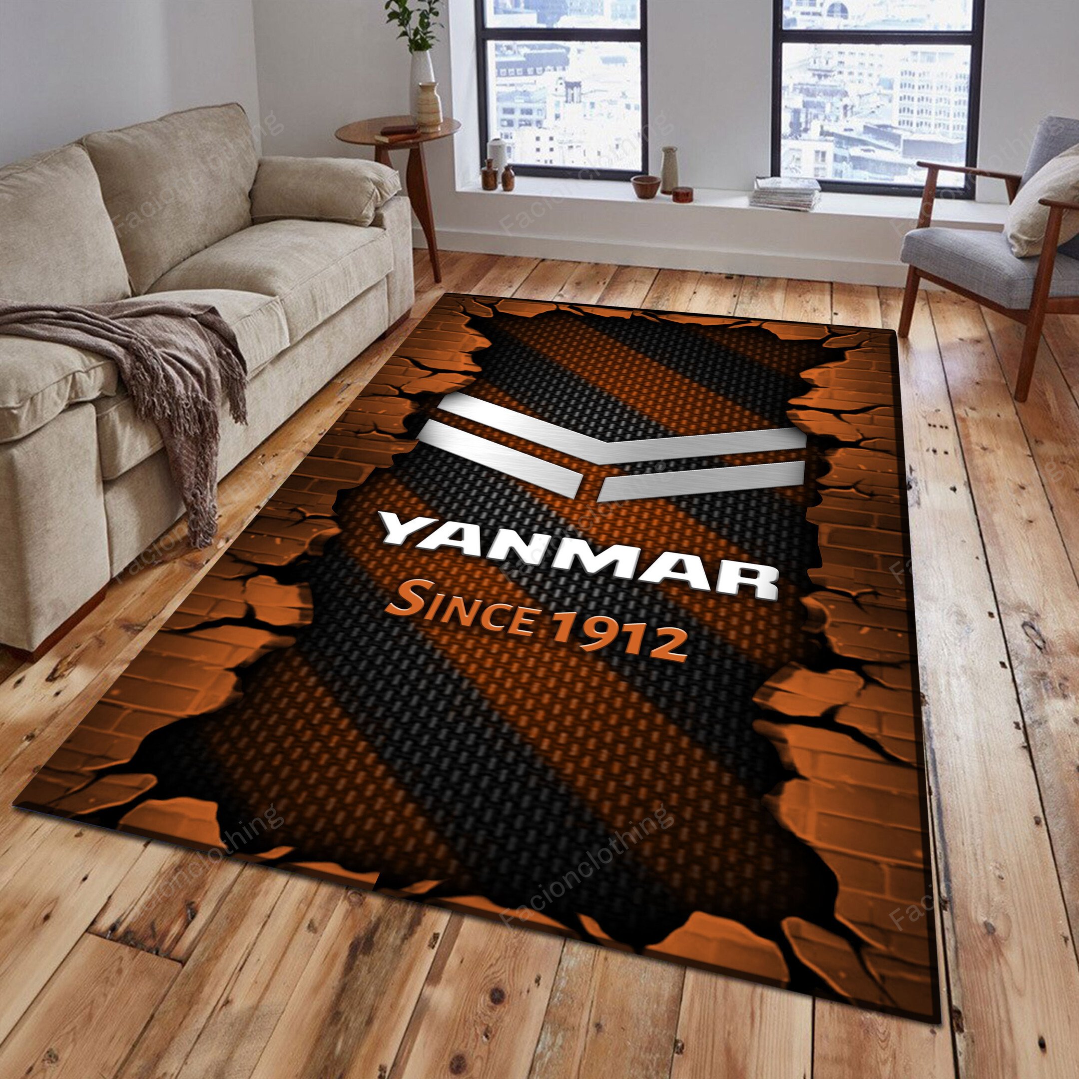 Sportswearmerch Yanmar Tractor Personalized Rug For Fan