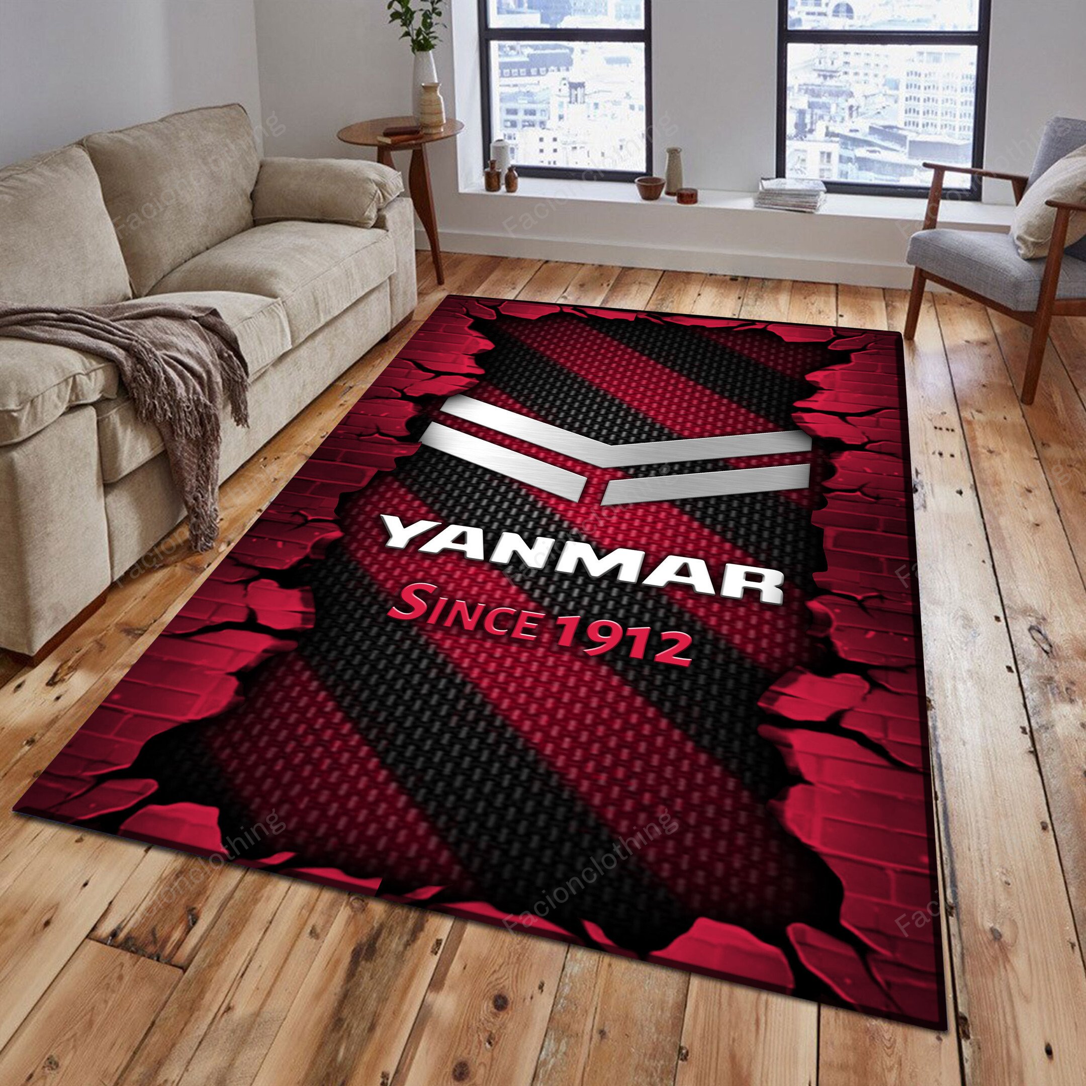 Sportswearmerch Yanmar Tractor Personalized Rug For Fan