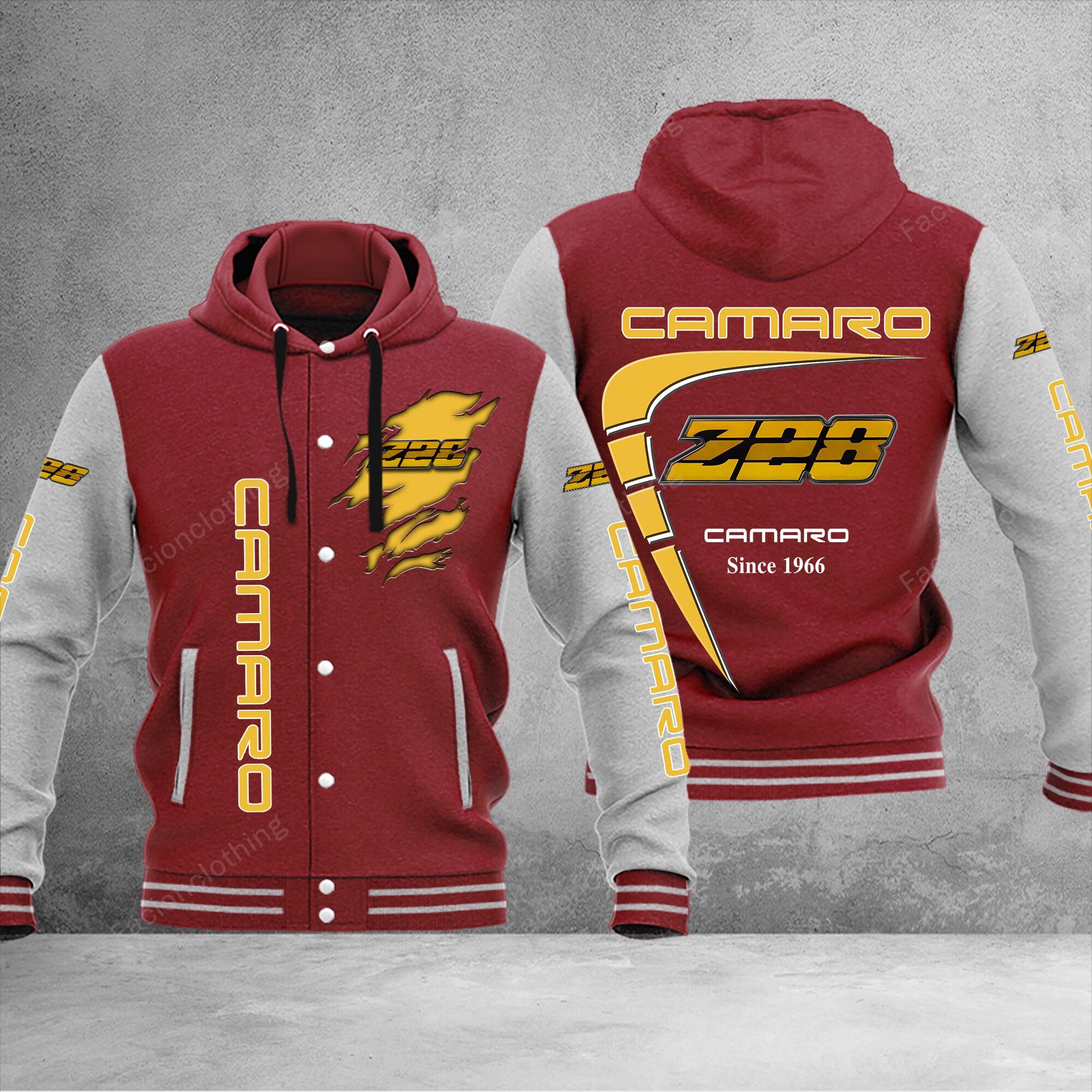 Sportswearmerch Z28 Camaro Car Personalized Hooded Baseball Jacket For Fan