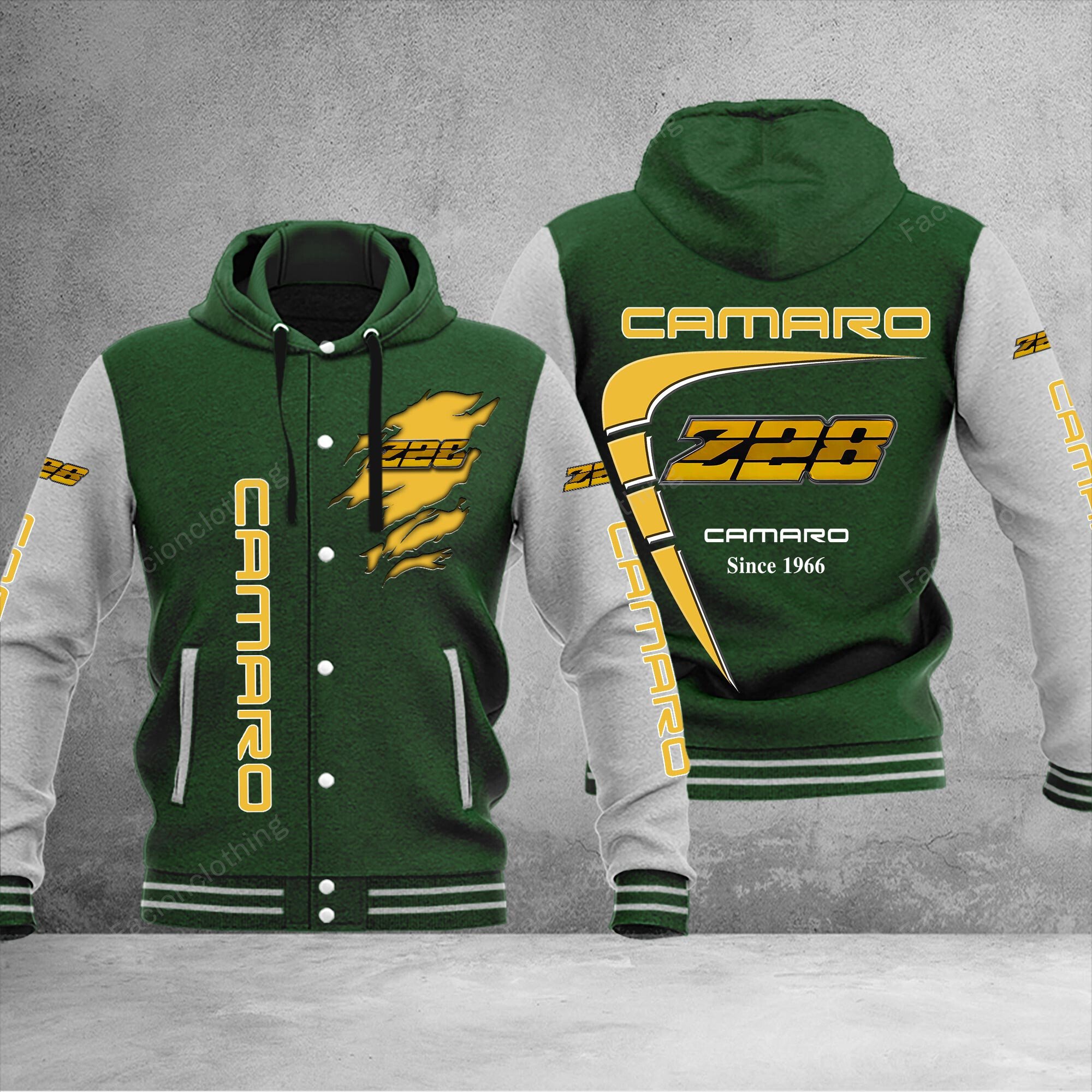 Sportswearmerch Z28 Camaro Car Personalized Hooded Baseball Jacket For Fan
