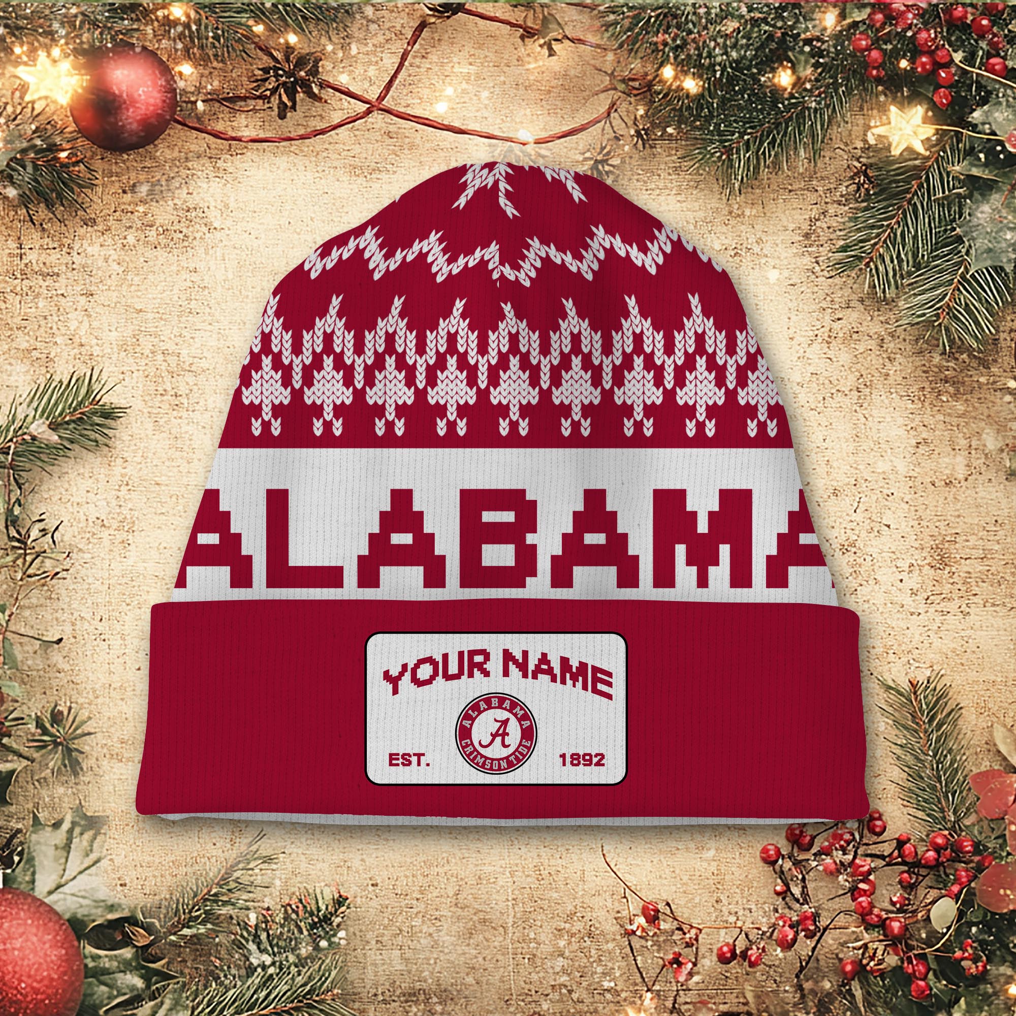Sportswearmerch Alabama Crimson Tide NCAA Christmas Beanie Hat For Fan