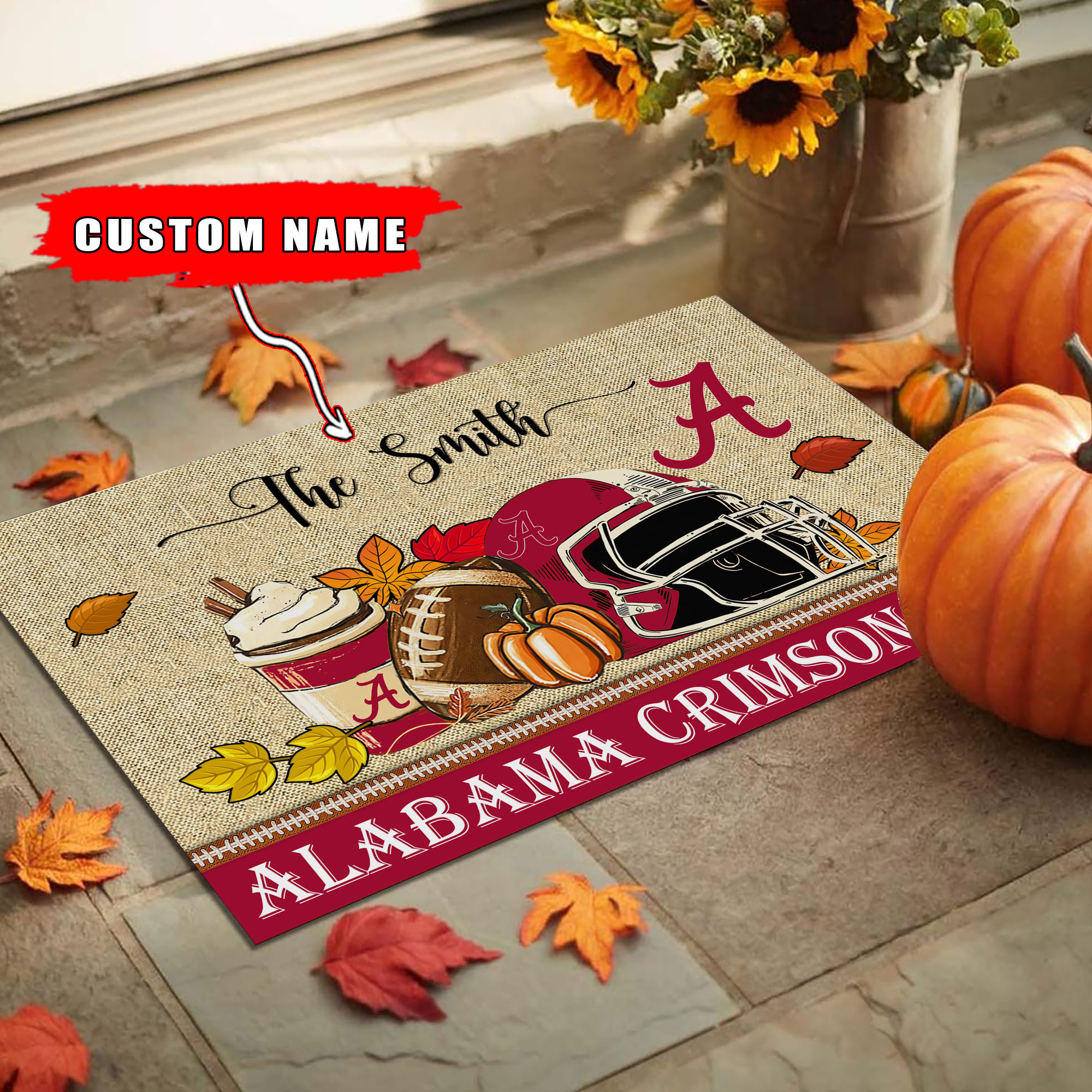 Sportswearmerch Alabama Crimson Tide NCAA Fall Football Custom Doormat For Fan