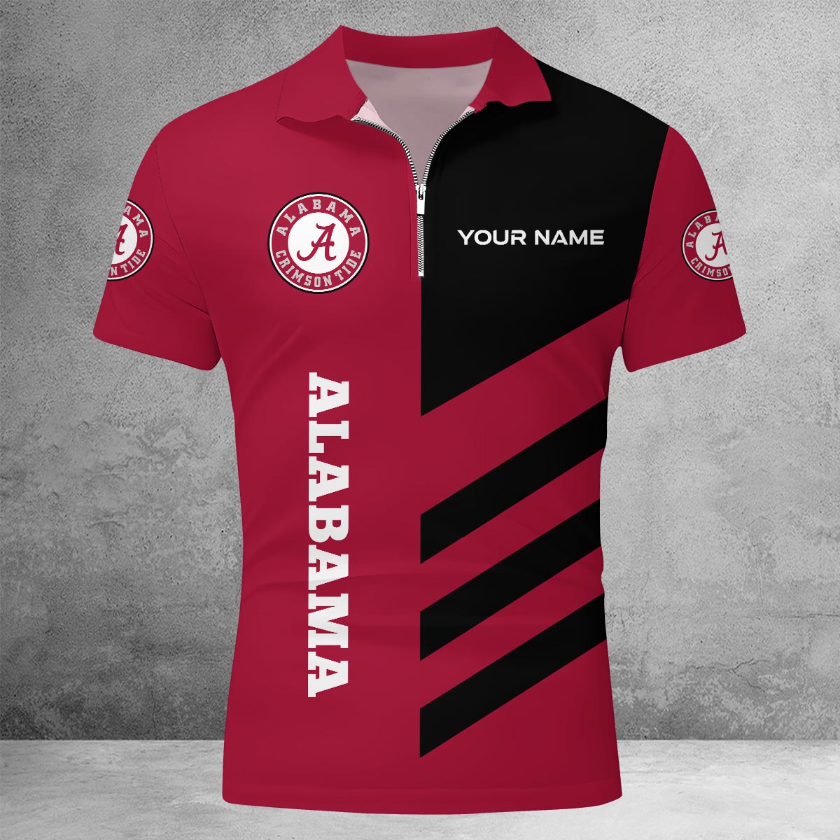 Sportswearmerch Alabama Crimson Tide NCAA Lapel Zip Polo Shirt For Fan