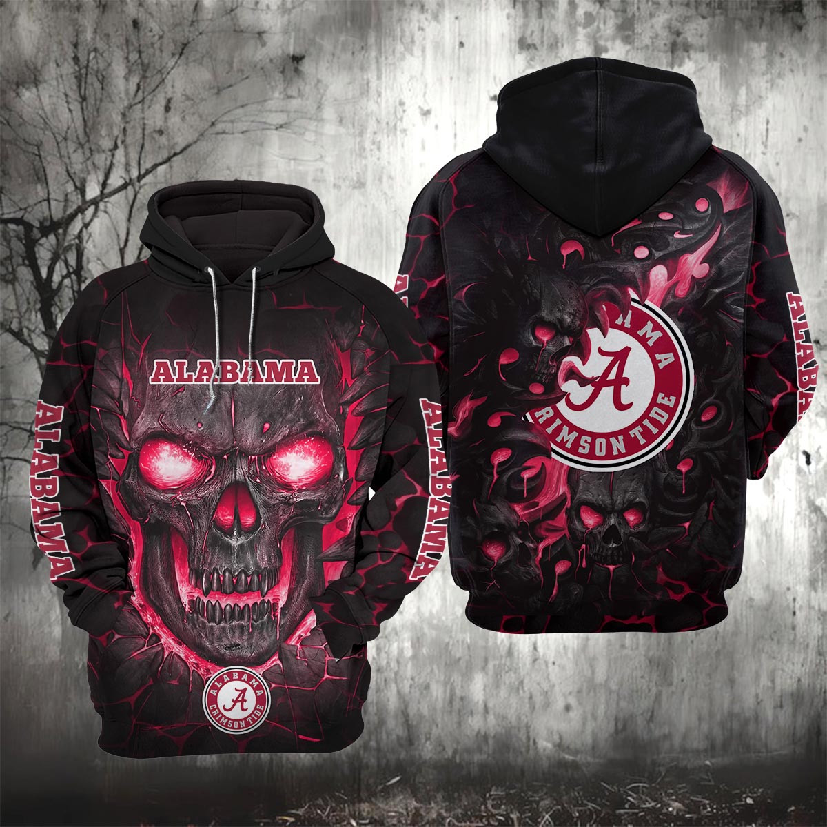 Sportswearmerch Alabama Crimson Tide NCAA Lava Skull Hoodie For Fan