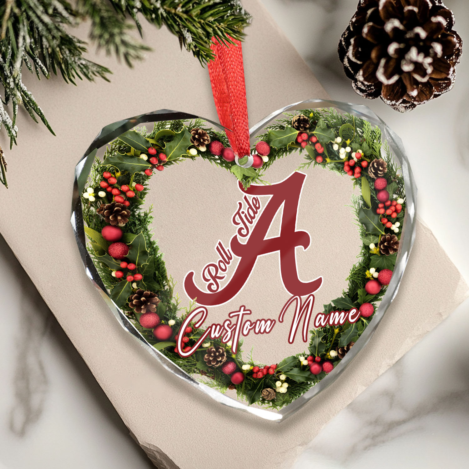 Sportswearmerch Alabama Crimson Tide NCAA x Christmas Glass Ornament Gift For Fans