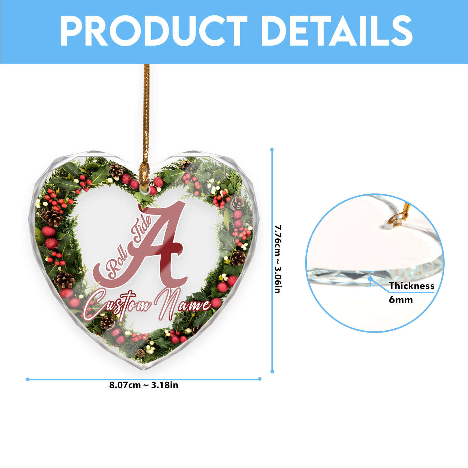 Sportswearmerch Alabama Crimson Tide NCAA x Christmas Glass Ornament Gift For Fans