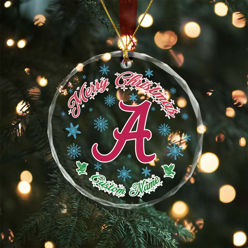 Sportswearmerch Alabama Crimson Tide NCAA x Christmas Glass Ornament Gift For Fans