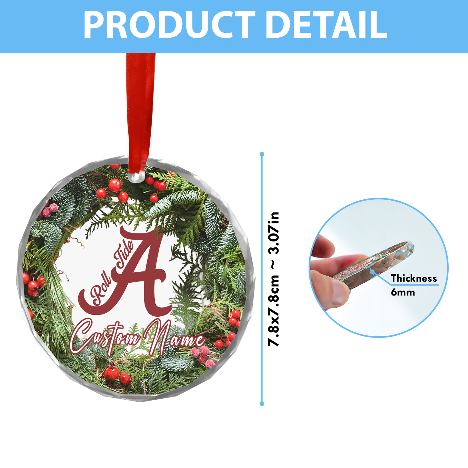 Sportswearmerch Alabama Crimson Tide NCAA x Christmas Glass Ornament Gift For Fans