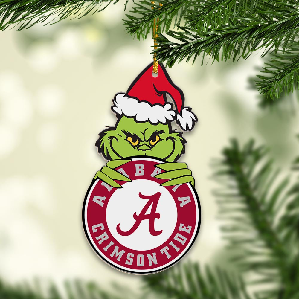 Sportswearmerch Alabama Crimson Tide NCAA x Grinch Christmas Acrylic Ornament For Fans