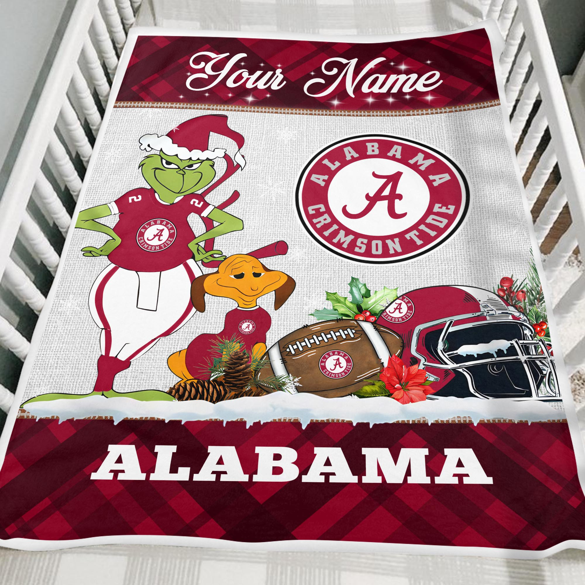 Sportswearmerch Alabama Crimson Tide NCAA x Grinch Christmas Fleece Blanket For Fan