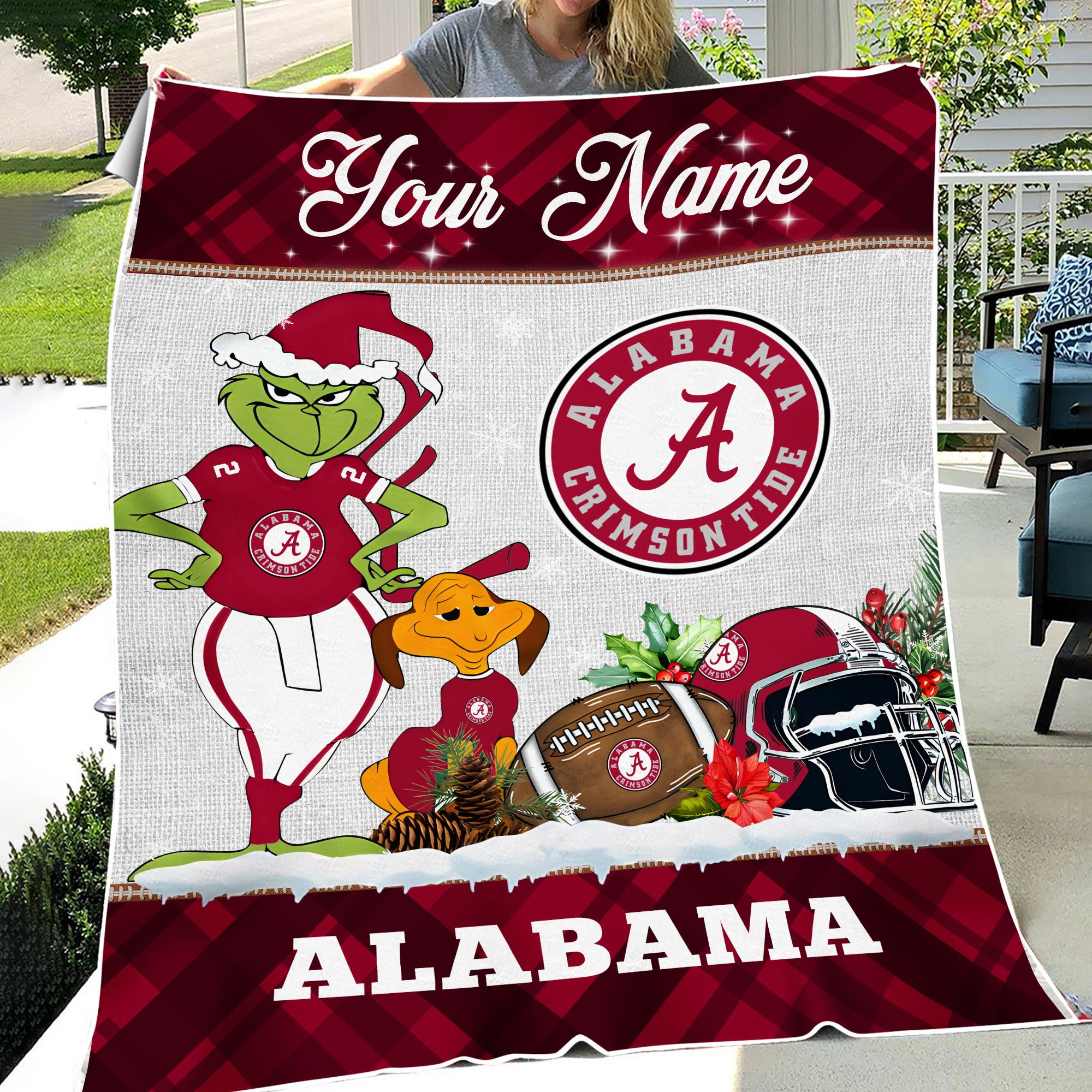 Sportswearmerch Alabama Crimson Tide NCAA x Grinch Christmas Fleece Blanket For Fan