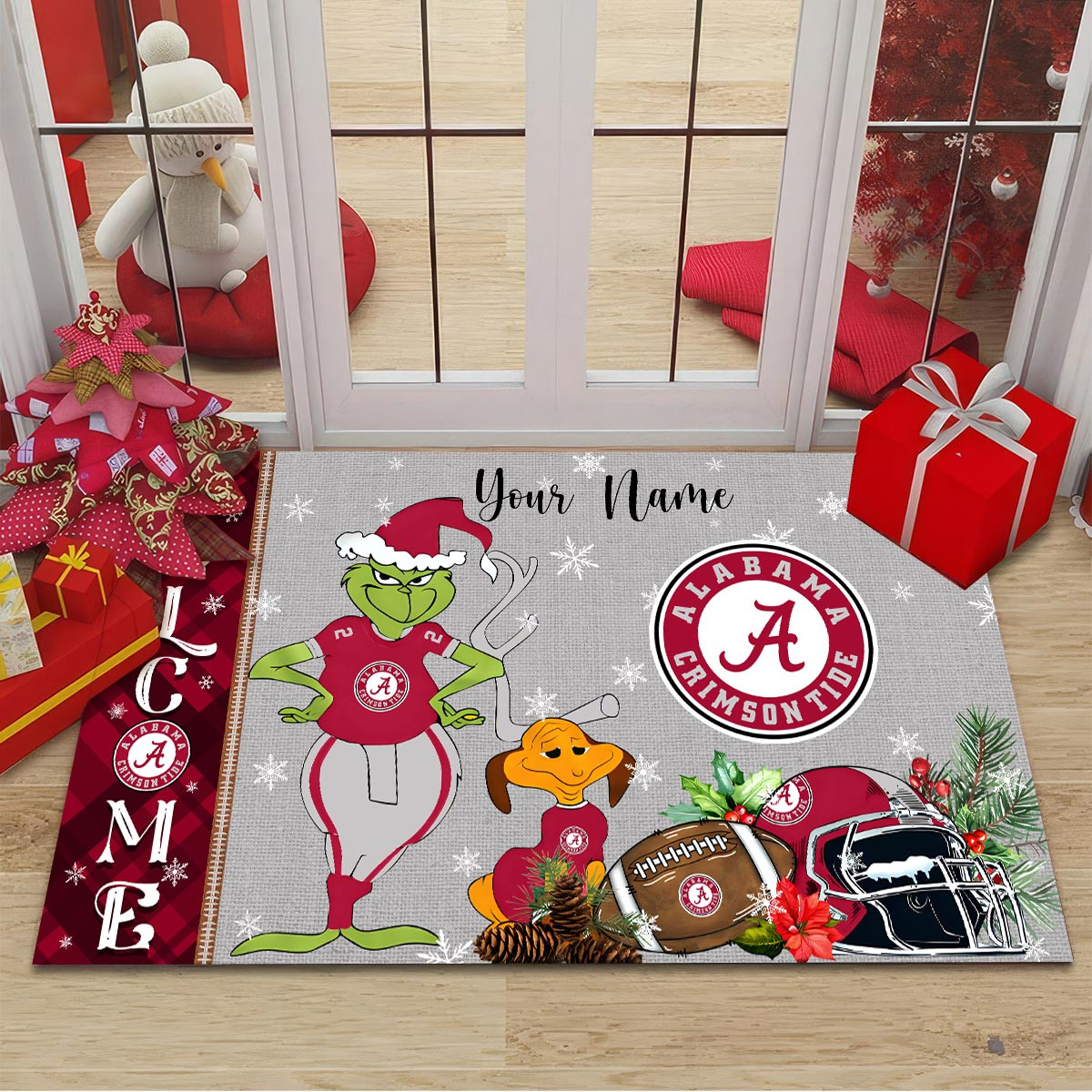 Sportswearmerch Alabama Crimson Tide NCAA x Grinch Christmas Welcome Football Doormat For Fan