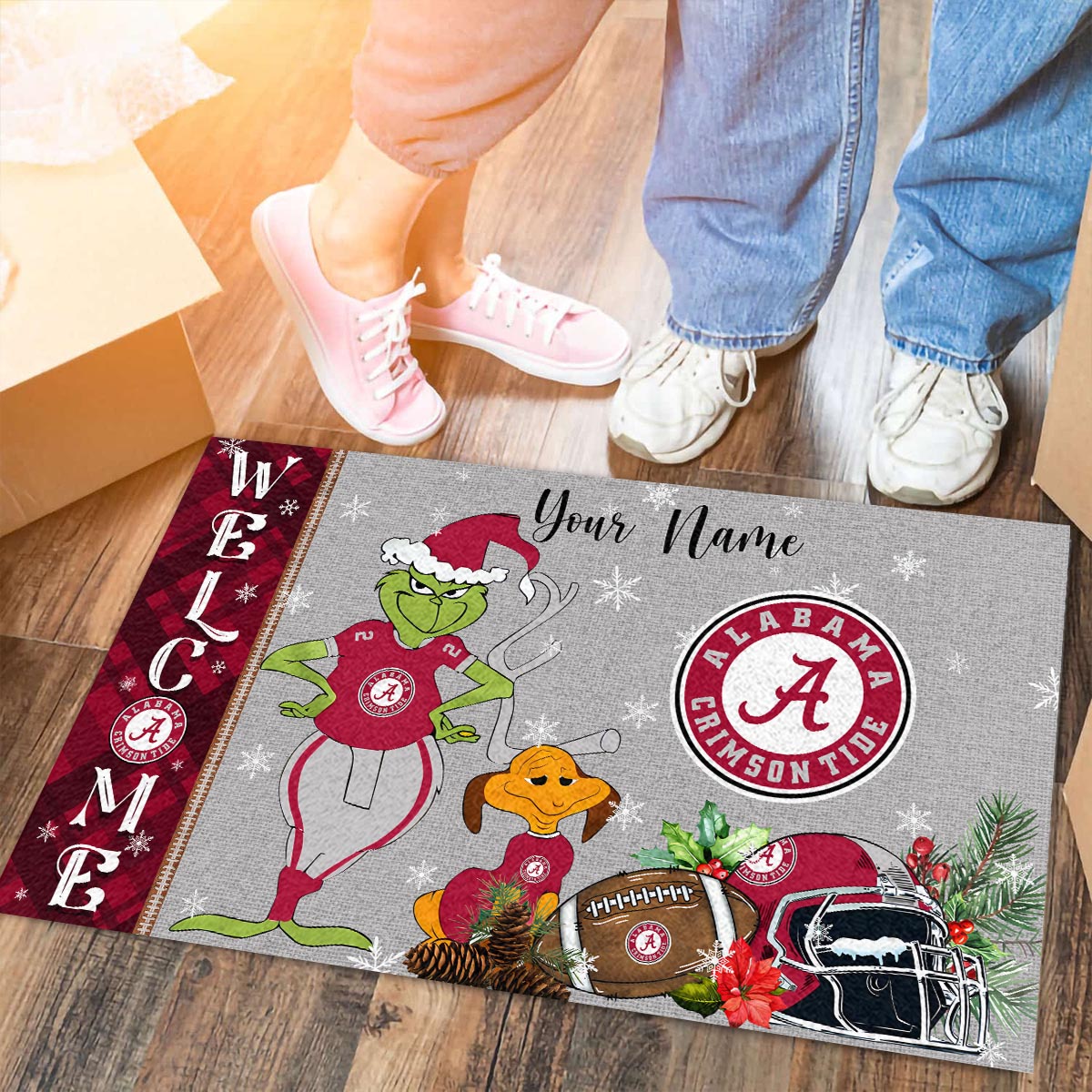 Sportswearmerch Alabama Crimson Tide NCAA x Grinch Christmas Welcome Football Doormat For Fan