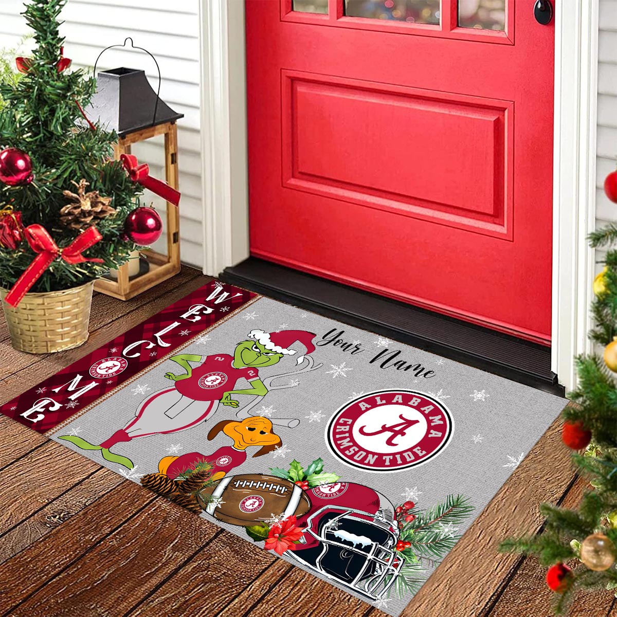 Sportswearmerch Alabama Crimson Tide NCAA x Grinch Christmas Welcome Football Doormat For Fan