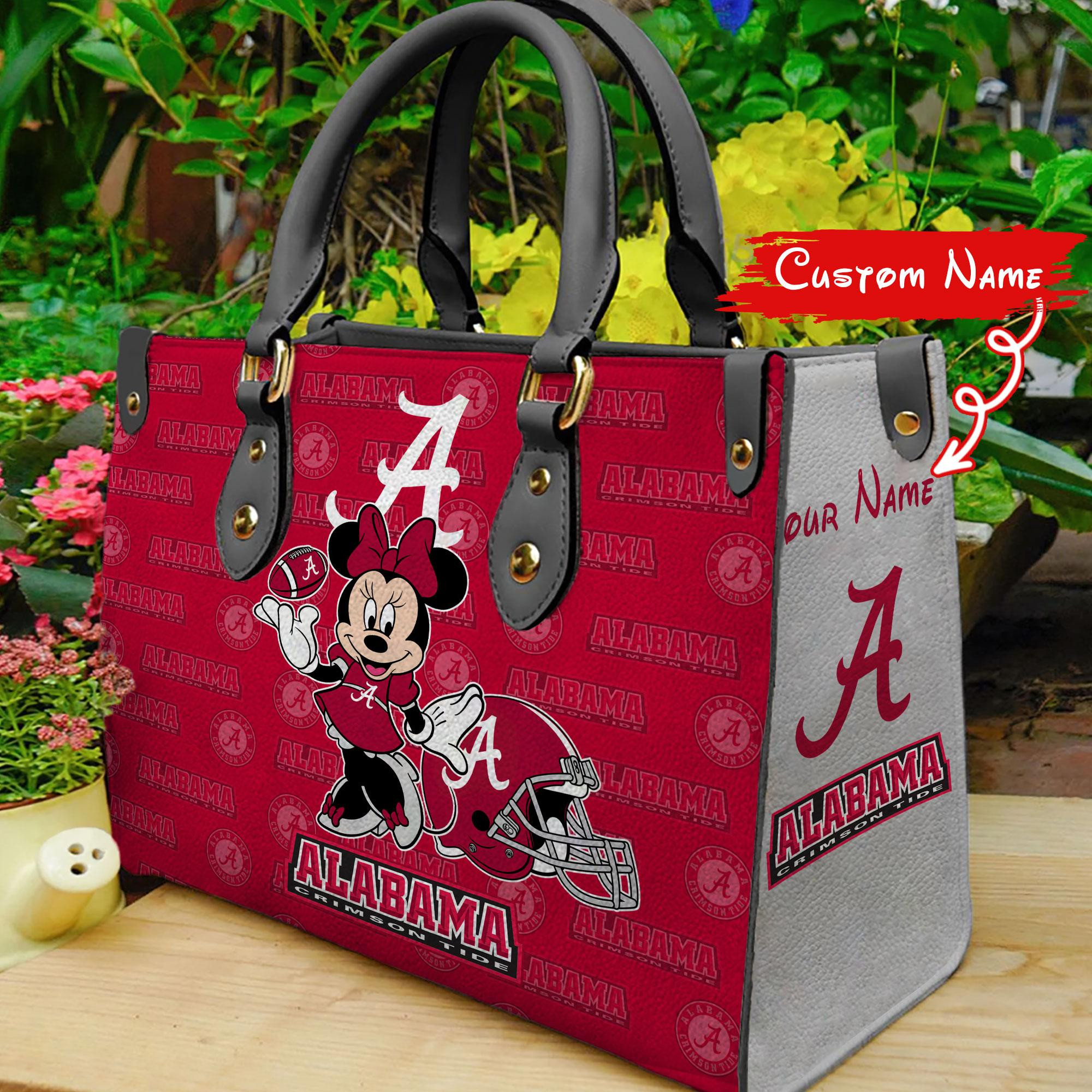 Sportswearmerch Alabama Crimson Tide NCAA x Minnie Women Leather Handbag For Fan