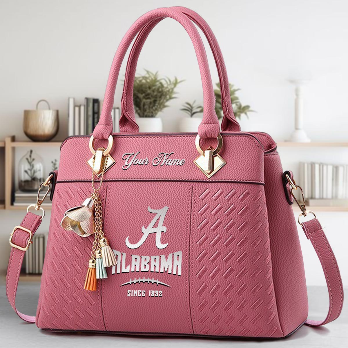 Sportswearmerch Alabama Crimson Tide NCAA Zip Leather Handbag For Fan