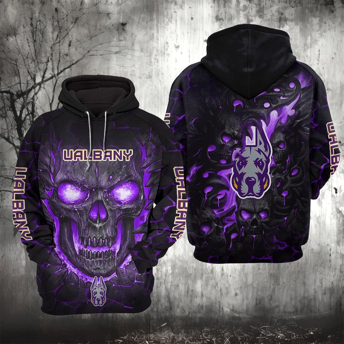 Sportswearmerch Albany Great Danes NCAA Lava Skull Hoodie For Fan