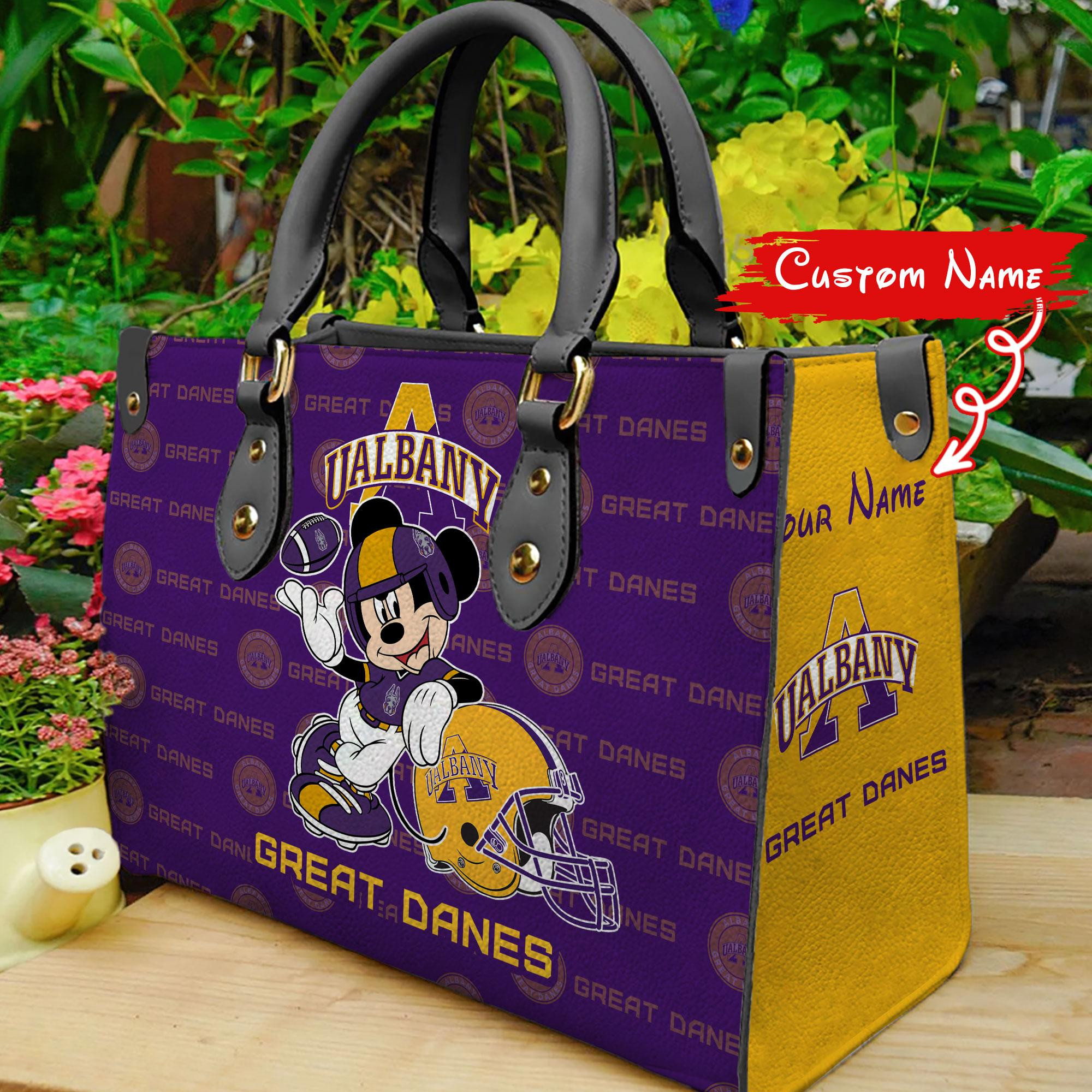 Sportswearmerch Albany Great Danes NCAA x Mickey Women Leather Handbag For Fan