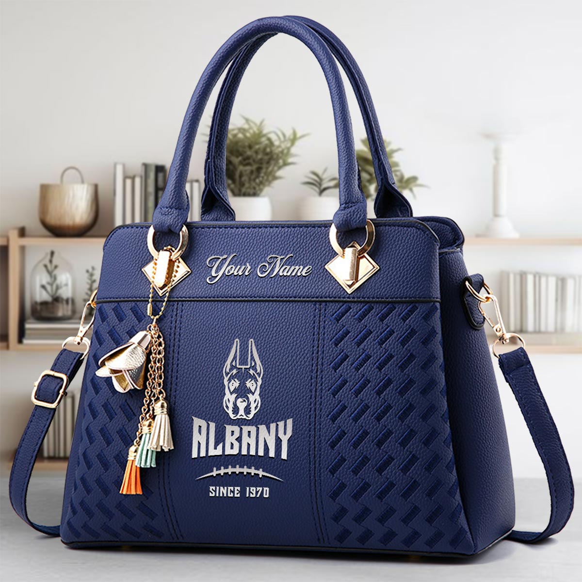 Sportswearmerch Albany Great Danes NCAA Zip Leather Handbag For Fan