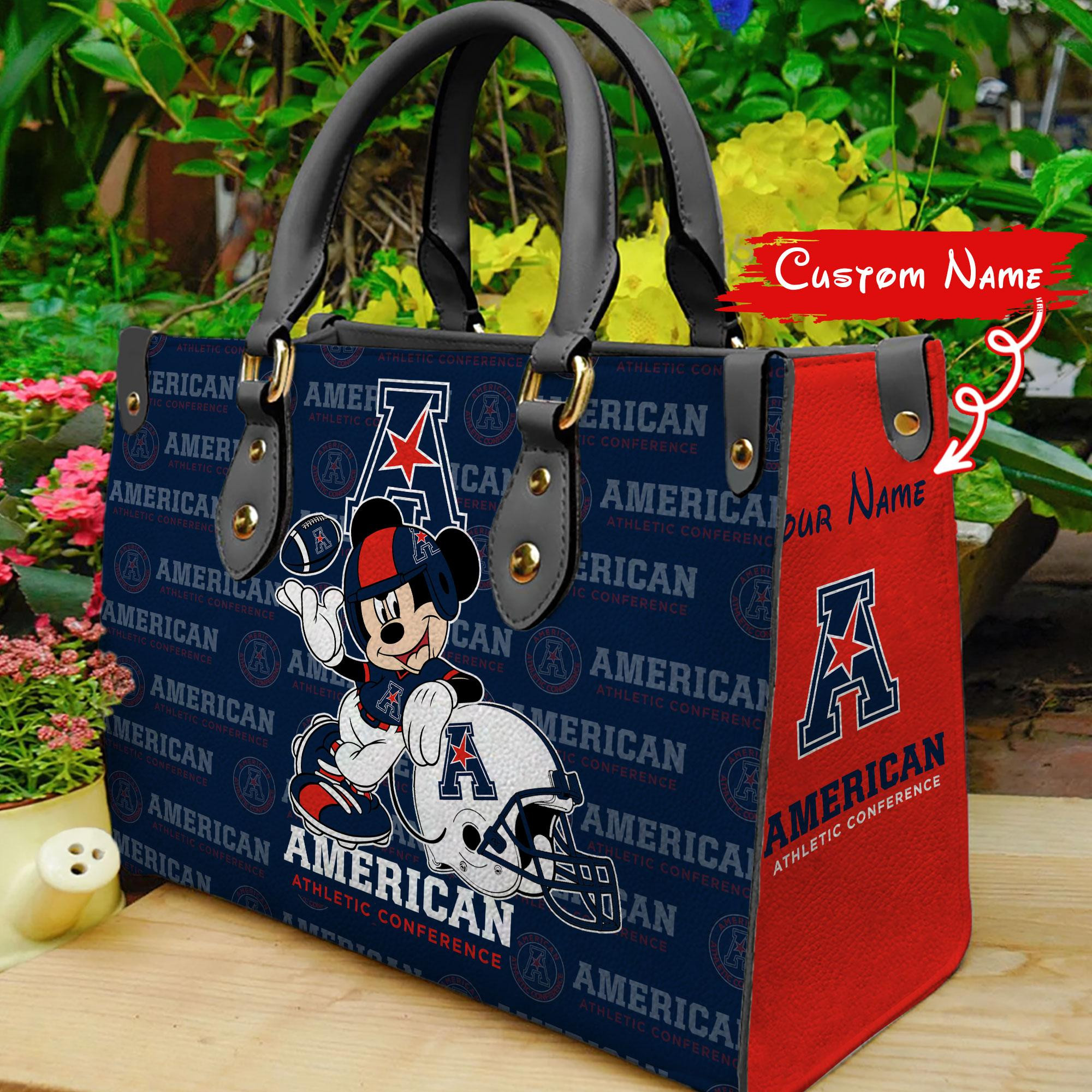 Sportswearmerch American Athletic Conference x Mickey Women Leather Handbag For Fan