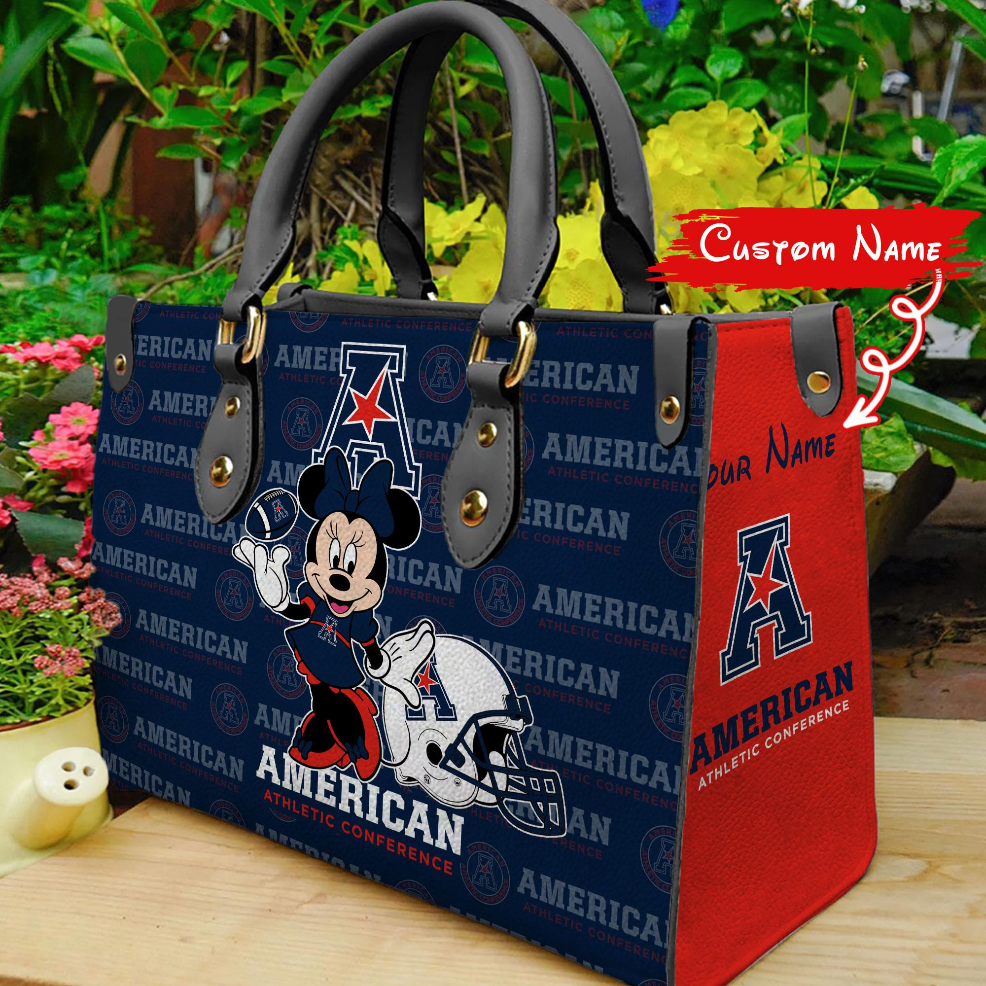 Sportswearmerch American Athletic Conference x Minnie Women Leather Handbag For Fan