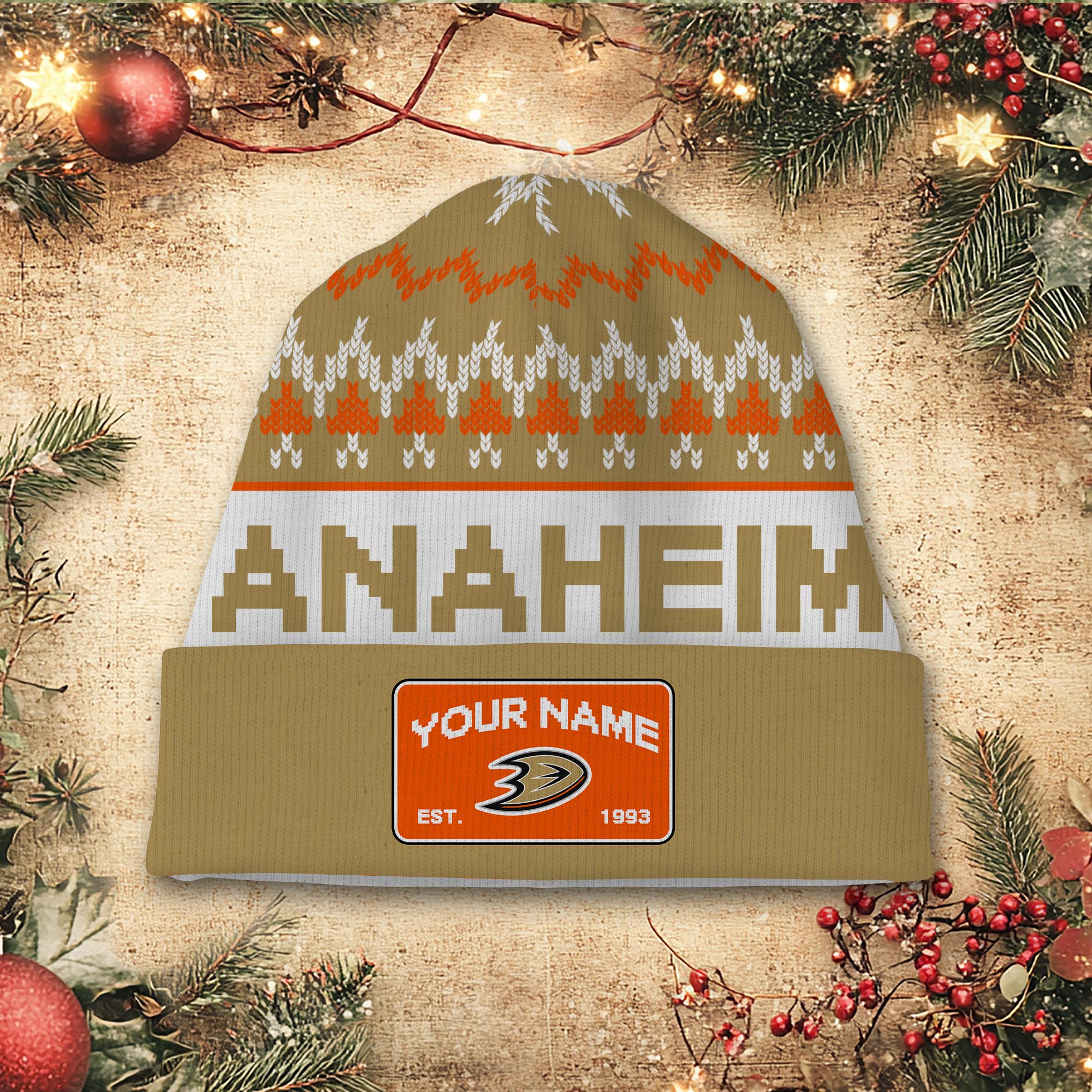 Sportswearmerch Anaheim Ducks NHL Christmas Beanie Hat For Fan