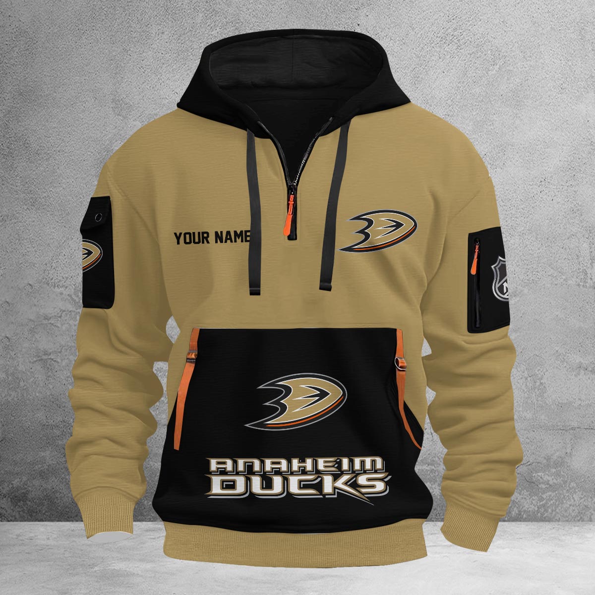 Sportswearmerch Anaheim Ducks NHL Half Zip Hoodie Personalized For Fan
